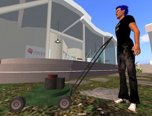 lowell_mowingthelawn